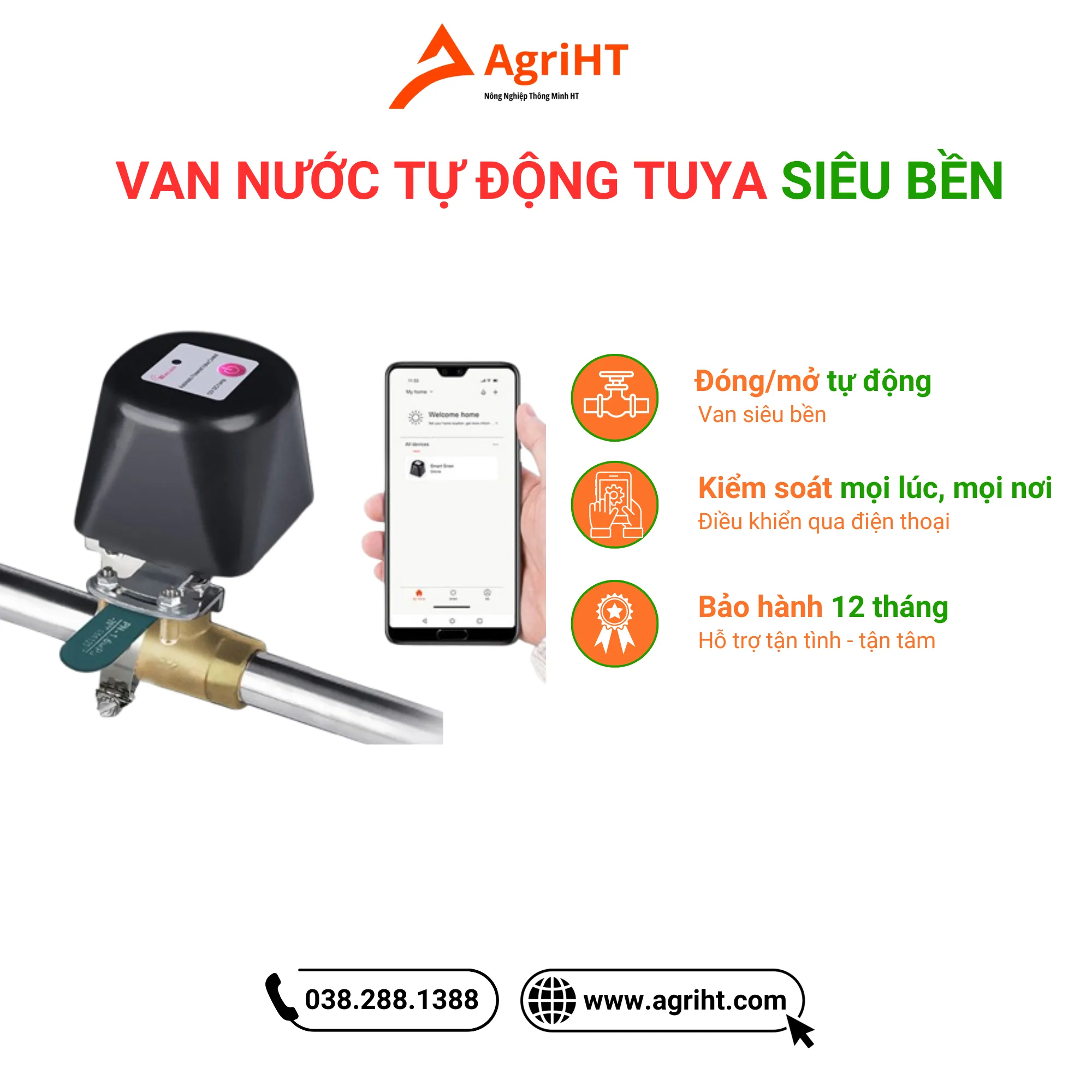 Điều khiển van nước tự động Tuya/Smartlife AgriHT-03