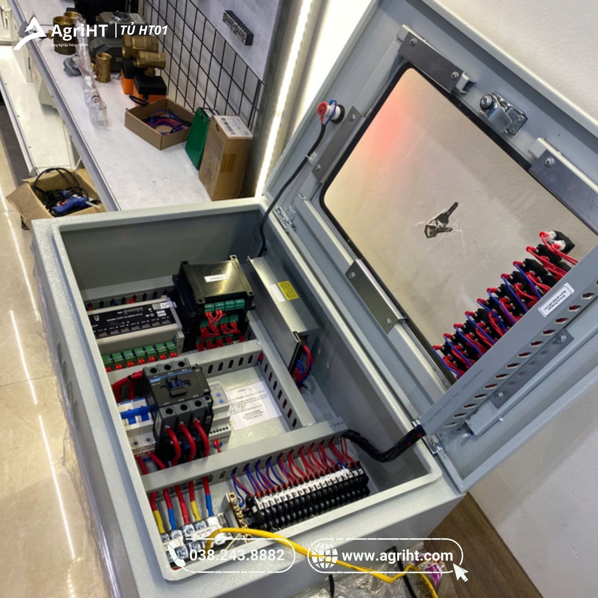 Tủ HT01 IOT với số lượng van điều khiển 17 và bơm 3 pha