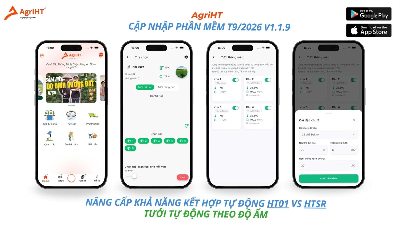 Nâng cấp phần mềm AgriHT - Chức năng tưới thông minh